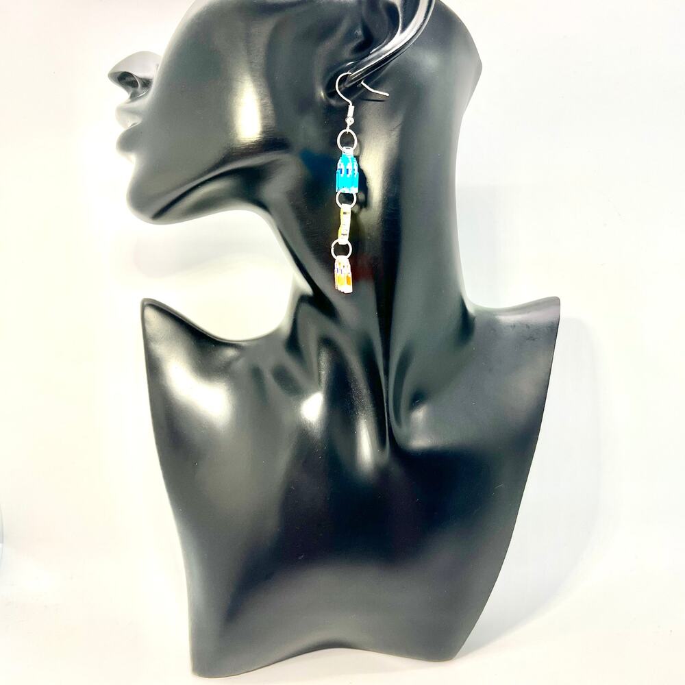 Pacman Earrings - Retro Arcade Dangle Jewelry - Fun Colorful Gamer Style - Picture 6 of 8